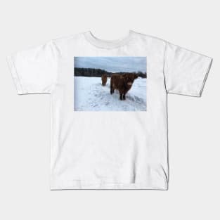Scottish Highland Cattle Calves 1865 Kids T-Shirt